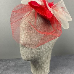 Kırmızı Grek Tüllü Vualet Parti Ve Nikah Şapkası Saç Aksesuarı-NIKAHTAKIMI-133