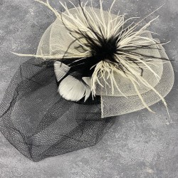 Siyah Grek Tüllü Vualet Parti Ve Nikah Şapkası Saç Aksesuarı-NIKAHTAKIMI-134