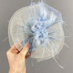 Bebe Mavi Grek Tüllü Vualet Parti Ve Nikah Şapkası Saç Aksesuarı-NIKAHTAKIMI-136