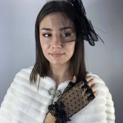 Kısa Puantiyeli Gelin Eldiveni Ve Siyah Vualet Takımı-NIKAHTAKIMI-14