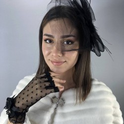 Kısa Puantiyeli Gelin Eldiveni Ve Siyah Vualet Takımı-NIKAHTAKIMI-14