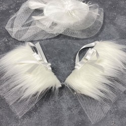 Vualet Nikah Şapkası Gelin Saç Aksesuarı Ve Sina Çift Bilek Aksesuarı-NIKAHTAKIMI-159