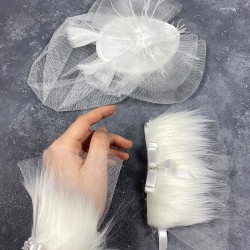 Vualet Nikah Şapkası Gelin Saç Aksesuarı Ve Sina Çift Bilek Aksesuarı-NIKAHTAKIMI-159