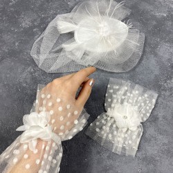 Vualet Nikah Şapkası Gelin Saç Aksesuarı Ve Hera Taşlı Çift Bilek Aksesuarı-NIKAHTAKIMI-160