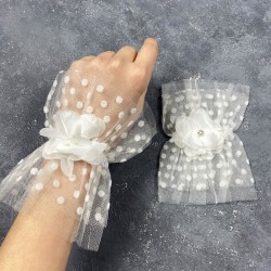 Hera Taşlı Beyaz Çift Bilek Gelin Aksesuarı-NIKAHTAKIMI-164