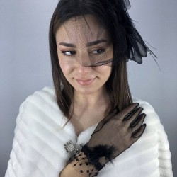 Tüylü Gelin Eldiveni Ve Siyah Vualet Takımı-NIKAHTAKIMI-18