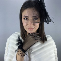 Tüylü Gelin Eldiveni Ve Siyah Vualet Takımı-NIKAHTAKIMI-18