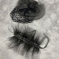 Puantiyeli Siyah Nikah Kepi Ve Asvel Bilek Gelin Aksesuarı-NIKAHTAKIMI-183