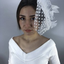 Beyaz Puantiyeli Gelin Vualeti-NIKAHTAKIMI-22