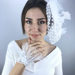 Beyaz Tüylü Gelin Bilekliği Ve Vualet Takımı-NIKAHTAKIMI-26