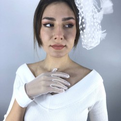 Beyaz Bilek Detaylı Gelin Eldiveni Ve Vualet Takımı-NIKAHTAKIMI-28