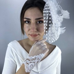 Beyaz Dantelli Gelin Eldiveni Ve Vualet Takımı-NIKAHTAKIMI-29