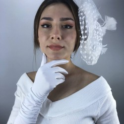 Beyaz Saten Püsküllü Gelin Eldiveni Ve Vualet Takımı-NIKAHTAKIMI-37