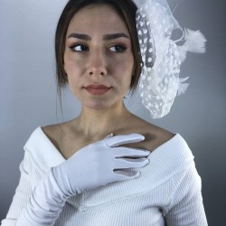 Beyaz Saten Püsküllü Gelin Eldiveni Ve Vualet Takımı-NIKAHTAKIMI-37