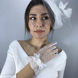 Beyaz Puantiyeli Eldiven Ve Beyaz Vualet Takımı-NIKAHTAKIMI-55