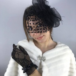 Siyah Fiyonklu Gelin Eldiveni Ve Puantiyeli Vualet -NIKAHTAKIMI-6