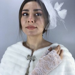 Beyaz Vualet Ve Beyaz Kısa Eldiven Nikah Takımı-NIKAHTAKIMI-65