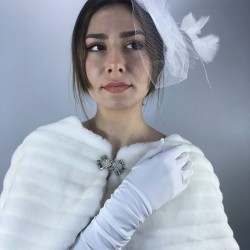 Beyaz Saten Uzun Eldiven Ve Beyaz Vualet Nikah Takımı-NIKAHTAKIMI-69