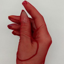 Kostüm Aksesuarı Uzun Tül Eldiven Kırmızı-NIKAHTAKIMI-84