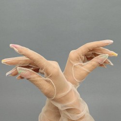 Pazu Boy Transparan Abiye Eldiven Krem Rengi Kostüm Eldiveni-NIKAHTAKIMI-86
