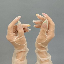 Uzun Kostüm Eldiveni Krem Rengi Gelin Aksesuarı-NIKAHTAKIMI-88