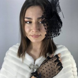 Siyah Kısa Puanlı Gelin Eldiveni Ve Vualet Takımı-NIKAHTAKIMI-9