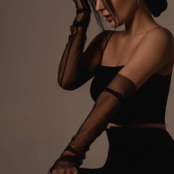 Siyah Tül Kostüm Eldiveni Uzun Tül Eldiven-NIKAHTAKIMI-99