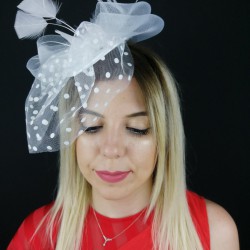 Beyaz Puantiyeli Vualet Nikah Şapkası-NKH-1001