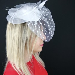 Beyaz Puantiyeli Vualet Nikah Şapkası-NKH-1001