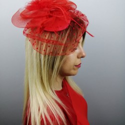 Kırmızı Vualet Nikah Şapkası-NKH-1015