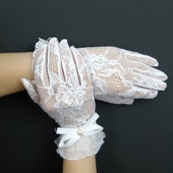 Beyaz Fiyonklu Eldiven-NKH-1017