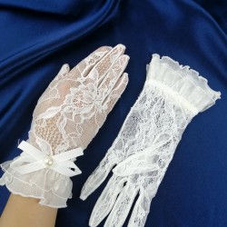 Beyaz Fiyonklu Eldiven-NKH-1017