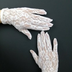 Beyaz Dantelli Eldiven-NKH-1021