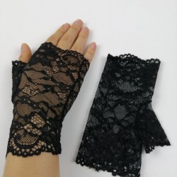 Siyah Kısa Dantelli Eldiven-NKH-1027