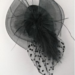 Siyah Puantiyeli Vualet Gelin Şapkası-NKH-1039