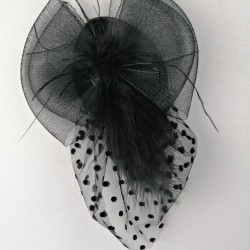 Siyah Puantiyeli Vualet Gelin Şapkası-NKH-1039
