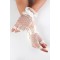 Beyaz Puanlı Yarım Parmak Gelin Eldiveni-NKH-1076