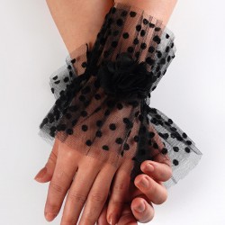 Siyah Puantiye Detaylı Bileklik Gelin Aksesuarı-NKH-1104