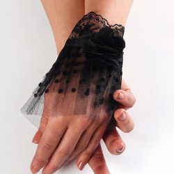 Siyah Puantiyeli Bileklik Gelin Aksesuarı-NKH-1106