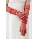 Noctyra Pearl Mesh Couture Kırmızı Eldiven &ndash; Uzun T&uuml;l İnci Detaylı L&uuml;ks Davet Aksesuarı-NOCTYRA-6