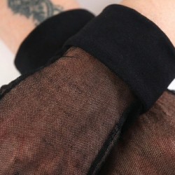 Noirvelle Sheer Siyah T&uuml;l Eldiven &ndash; Manşetli Kısa L&uuml;ks Gelin ve Davet Aksesuarı-NOIRVELLE-2