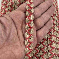 Kırmızı Nuvessa Hasır &Ccedil;apraz Tasarım Dekoratif Şerit 1 Metre Paketleme S&uuml;sleme Şeridi-NUVESSA-1