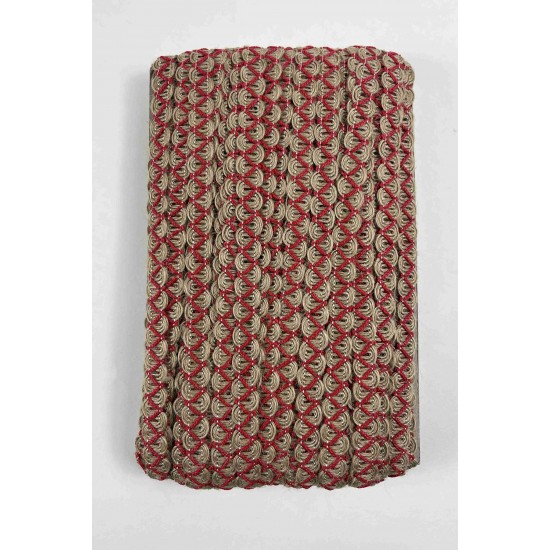 Kırmızı Nuvessa Hasır &Ccedil;apraz Tasarım Dekoratif Şerit 1 Metre Paketleme S&uuml;sleme Şeridi-NUVESSA-1