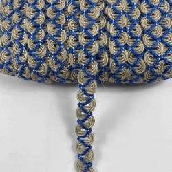 Saks Mavi Nuvessa Hasır &Ccedil;apraz Tasarım Dekoratif Şerit 1 Metre Paketleme S&uuml;sleme Şeridi-NUVESSA-2