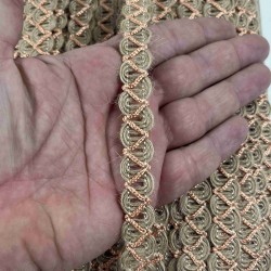 Yavruağzı Nuvessa Hasır &Ccedil;apraz Tasarım Dekoratif Şerit 1 Metre Paketleme S&uuml;sleme Şeridi-NUVESSA-3