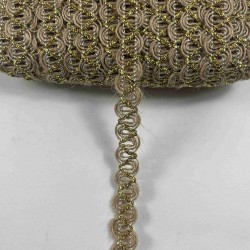 Gold Nuvessa Hasır &Ccedil;apraz Tasarım Dekoratif Şerit 1 Metre Paketleme S&uuml;sleme Şeridi-NUVESSA-4