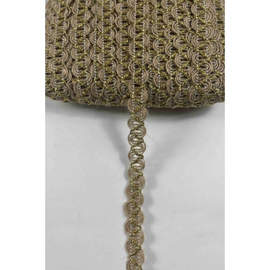 Gold Nuvessa Hasır &Ccedil;apraz Tasarım Dekoratif Şerit 1 Metre Paketleme S&uuml;sleme Şeridi-NUVESSA-4