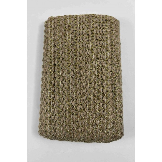 Gold Nuvessa Hasır &Ccedil;apraz Tasarım Dekoratif Şerit 1 Metre Paketleme S&uuml;sleme Şeridi-NUVESSA-4