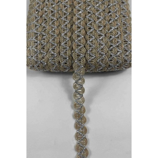 G&uuml;m&uuml;ş Nuvessa Hasır &Ccedil;apraz Tasarım Dekoratif Şerit 1 Metre Paketleme S&uuml;sleme Şeridi-NUVESSA-5