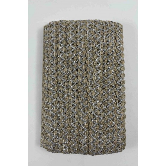 G&uuml;m&uuml;ş Nuvessa Hasır &Ccedil;apraz Tasarım Dekoratif Şerit 1 Metre Paketleme S&uuml;sleme Şeridi-NUVESSA-5